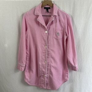 Lauren Ralph Lauren Pink Gingham Sleep Button Shirt Dress Womens Size M Lounge